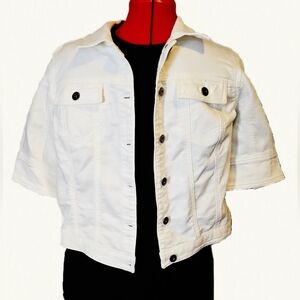 NWT One World Cropped Stretch Denim  Button Up Women's Size M ($39